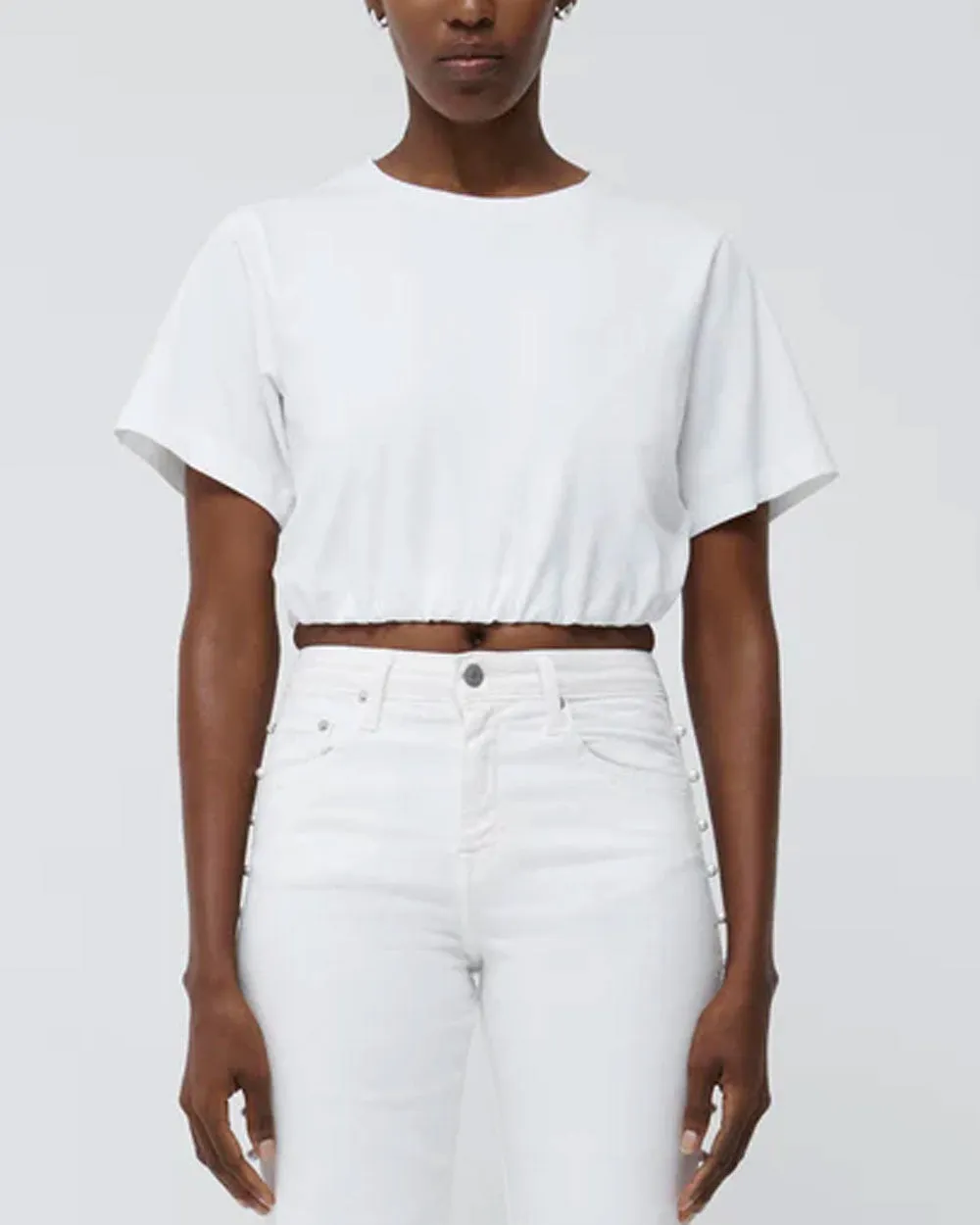 White Short Sleeve Cropped Jojo T Shirt