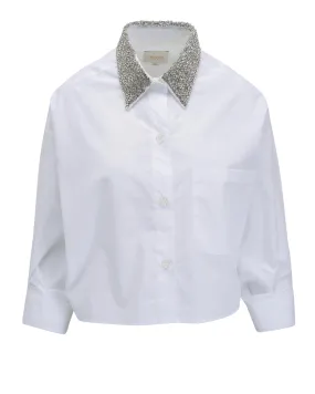 White Soon To Be Ex Crystal Collared Button Down