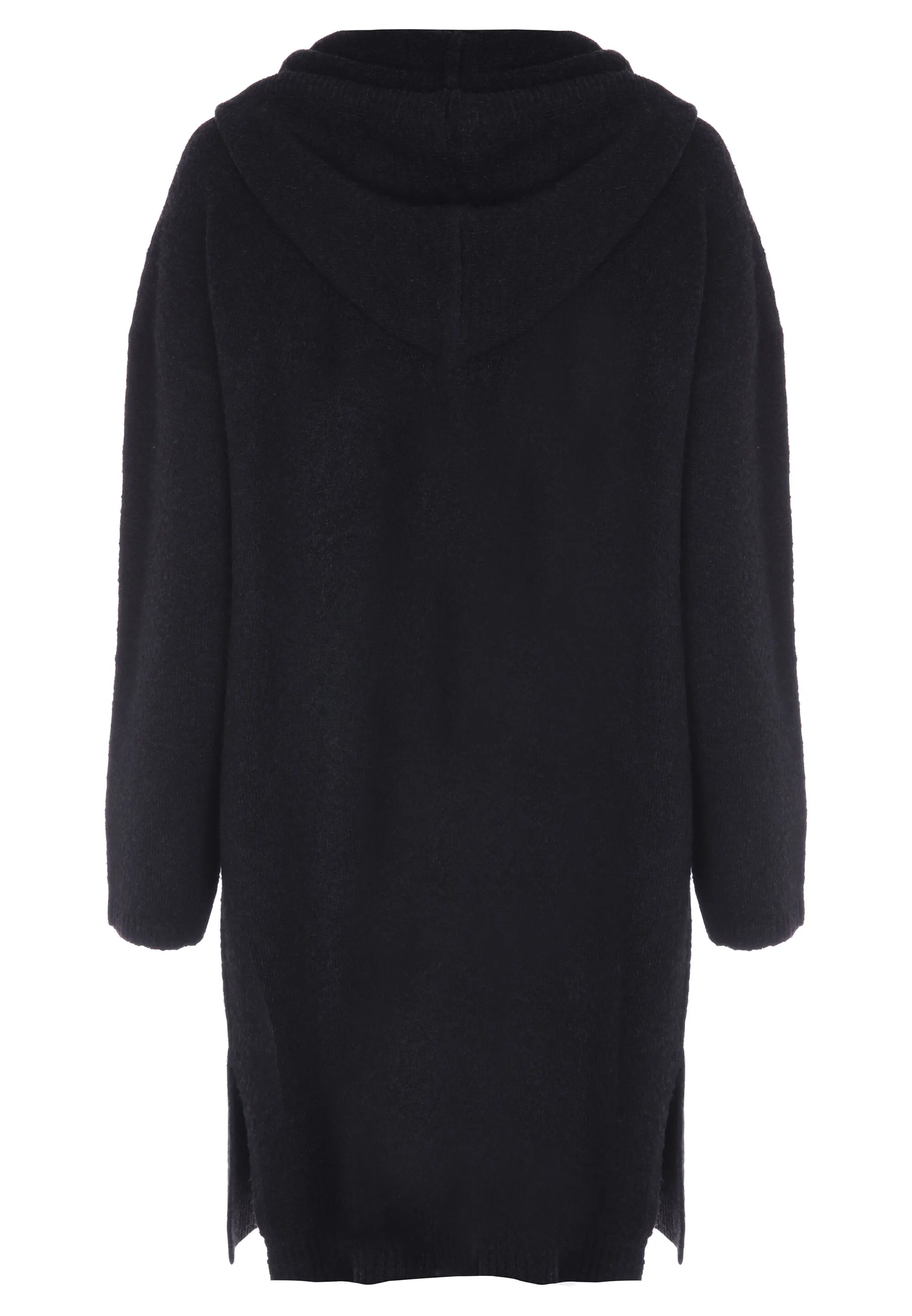 Womens Black Plain Hooded Cardigan