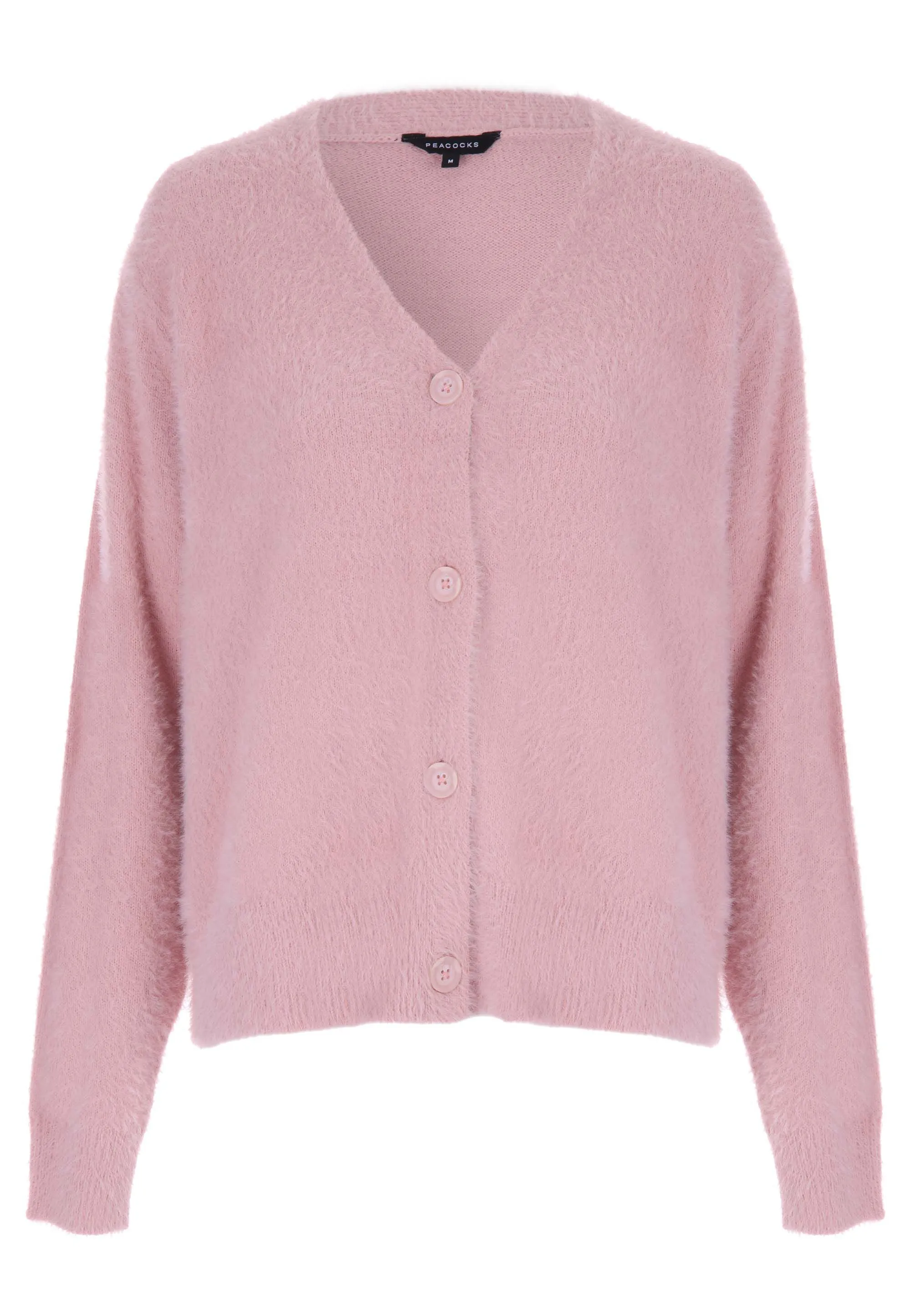 Womens Pale Pink Lash Button Cardigan