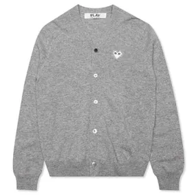 Woven V-Neck Cardigan - Light Grey