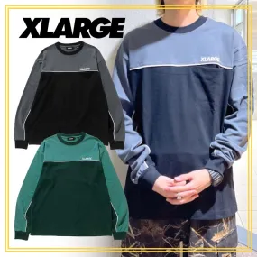 X-Large  |Crew Neck Pullovers Unisex Street Style Long Sleeves Plain