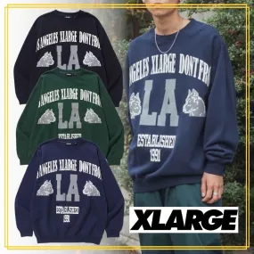 X-Large  |Crew Neck Pullovers Unisex Sweat Street Style Long Sleeves