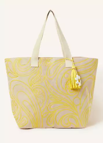 Yellow Embroidered Tote Bag by Accessorize | Look Again