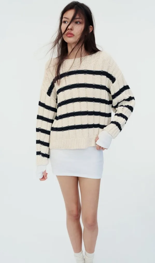 ZARA  |Stripes Casual Style Long Sleeves Cotton Elegant Style