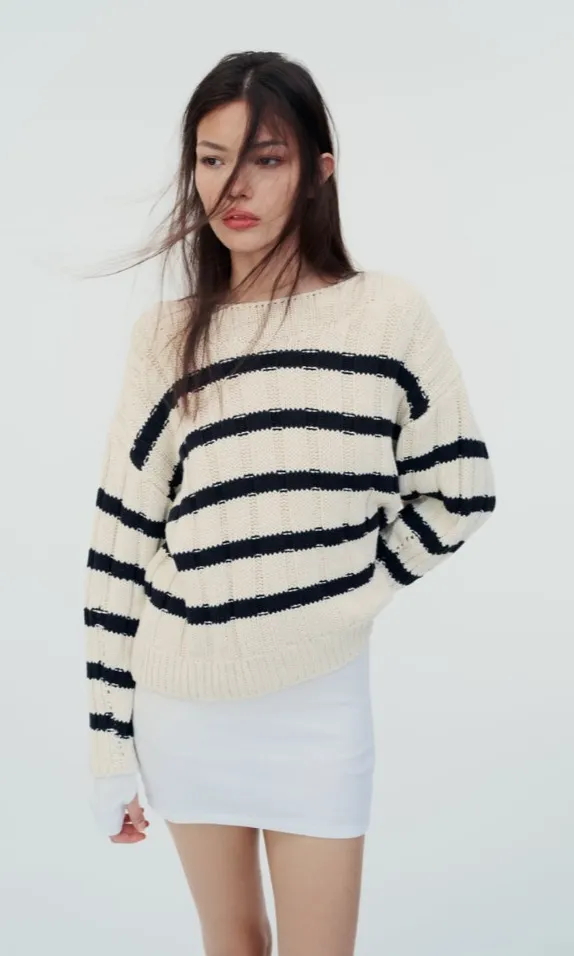 ZARA  |Stripes Casual Style Long Sleeves Cotton Elegant Style