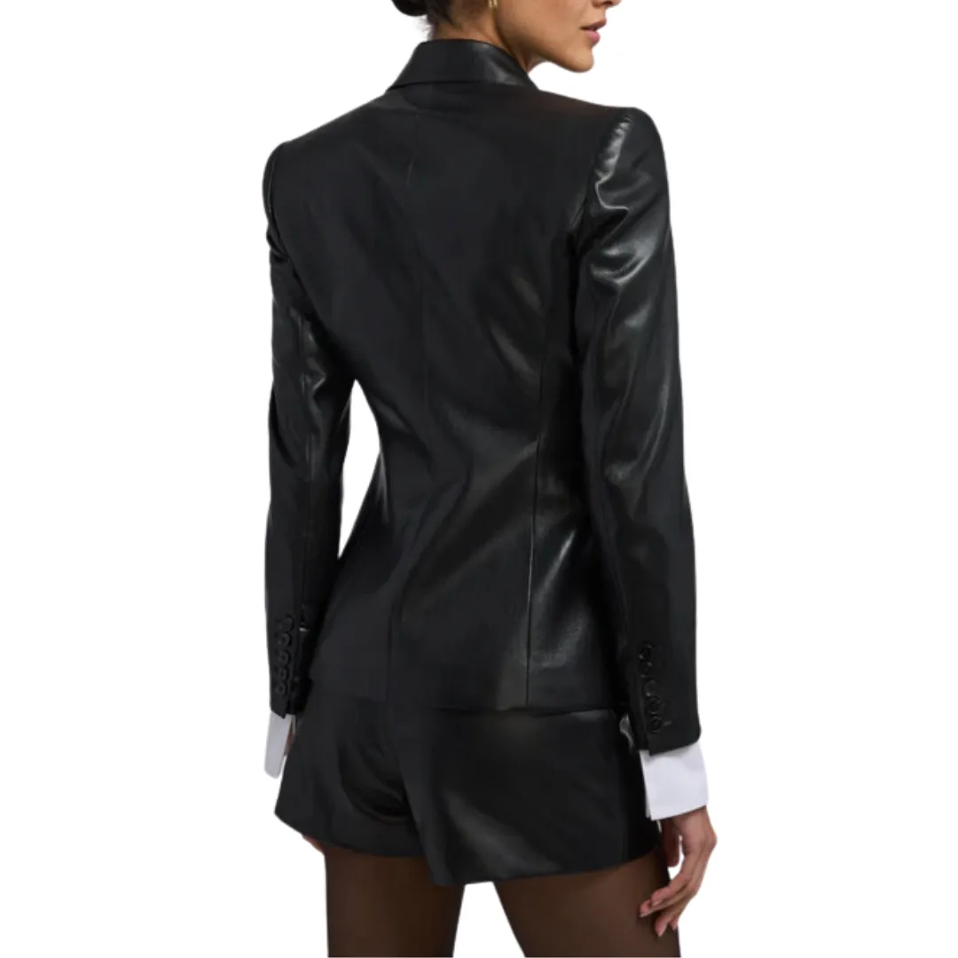 ZELLA VEGAN LEATHER BLAZER BLACK