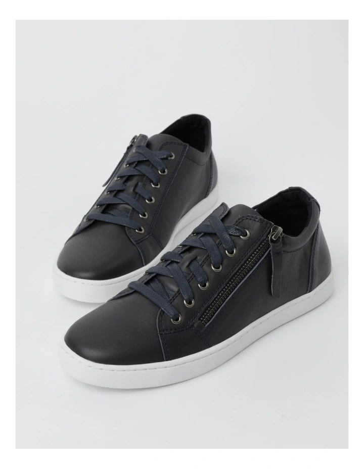 Zia Leather Zip Up Sneaker in Navy