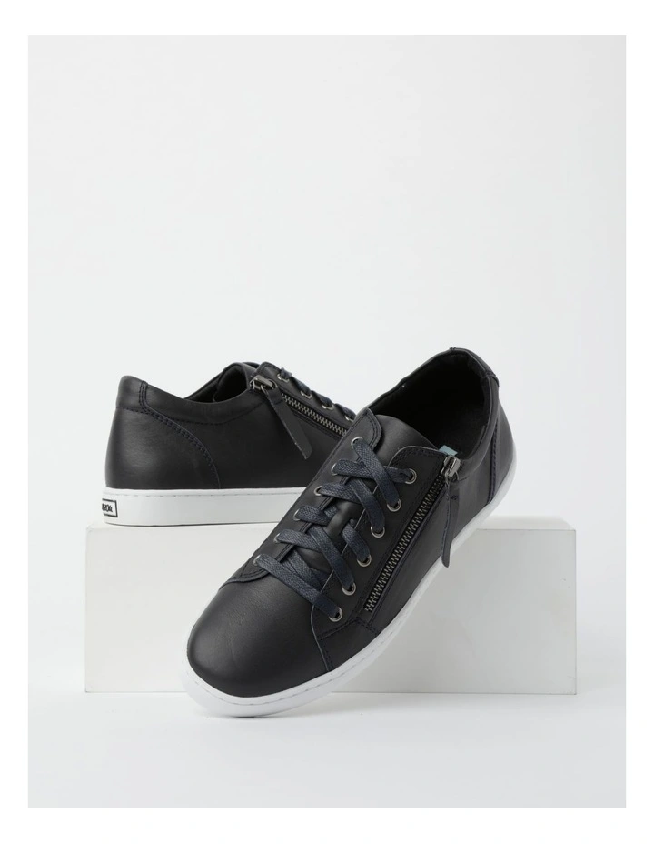 Zia Leather Zip Up Sneaker in Navy