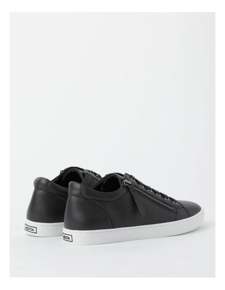 Zia Leather Zip Up Sneaker in Navy