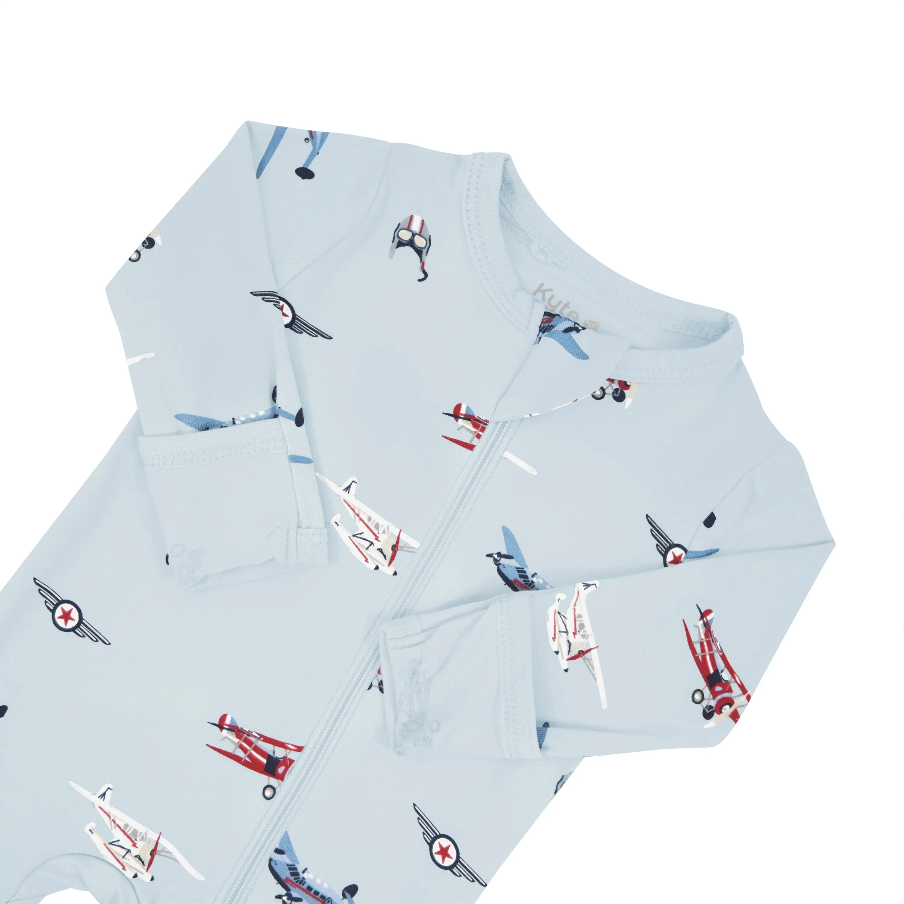 Zippered Footie in Vintage Planes